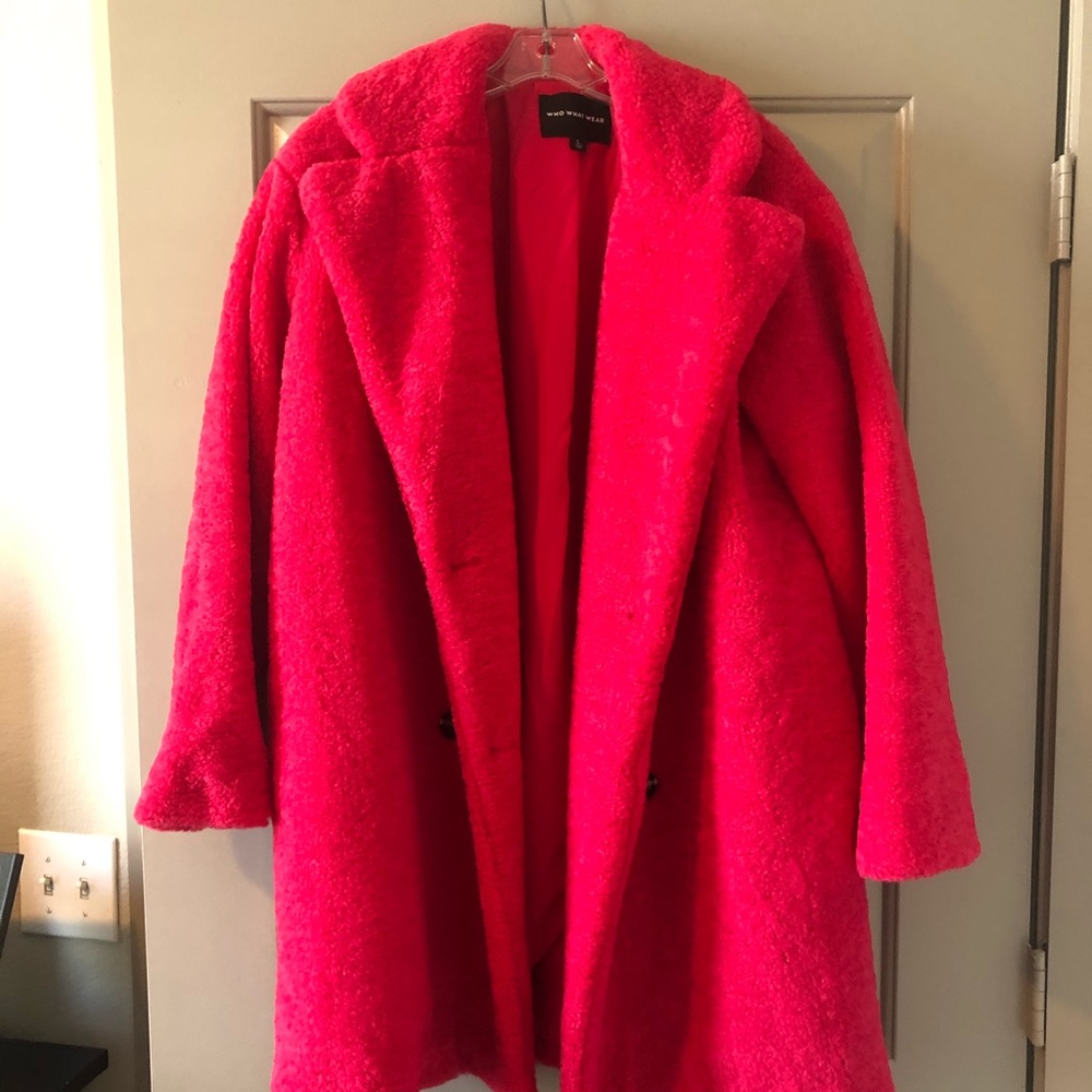 Bright red teddy style coat